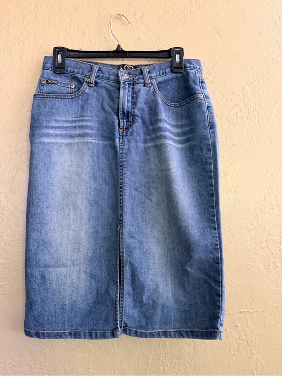 XOXO Dresses & Skirts - XOXO Light Blue Denim Midi jacket Skirt front slit